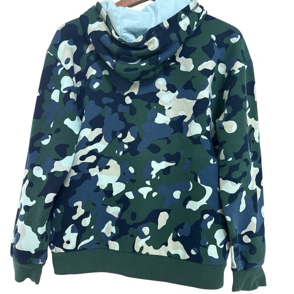 Adidas Sweatshirt Hoodie w/ Hand warmer Pocket Green & Blue Camo - Picture 2 of 5